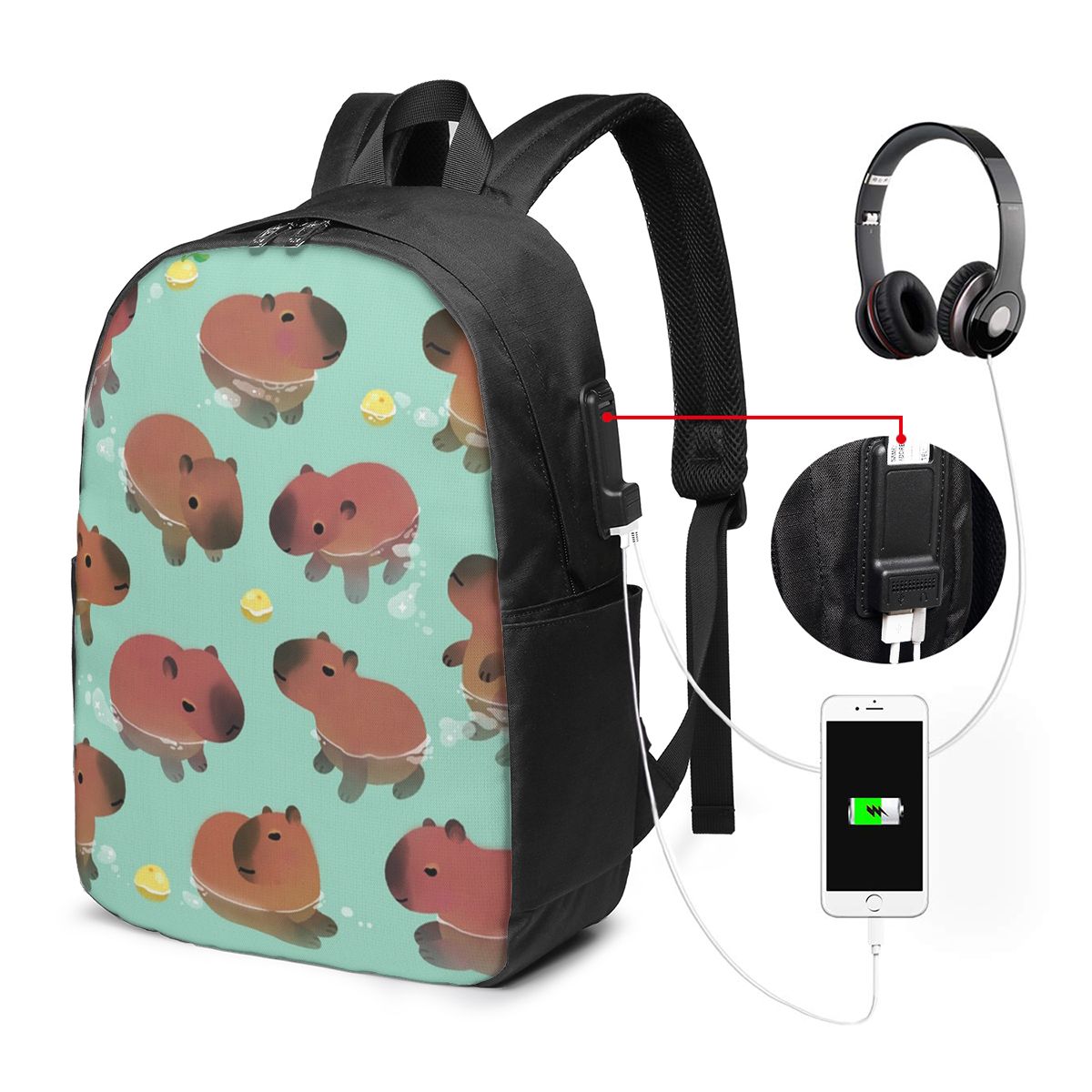 Women Bags For Laptop - Mochila com estampa de animal capivara,