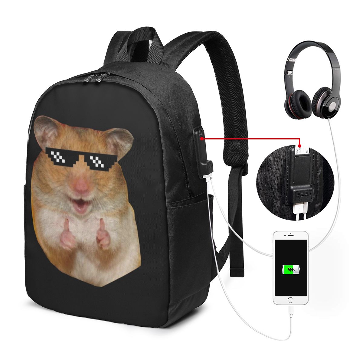 Women Bags For Laptop - Mochila engraçada de hamster, bolsa de