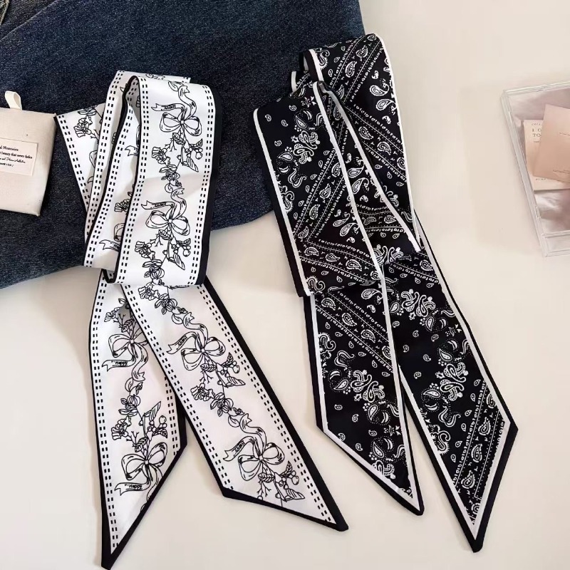 Women Bags White - Lenço Longo Paisley Dupla Face Preto