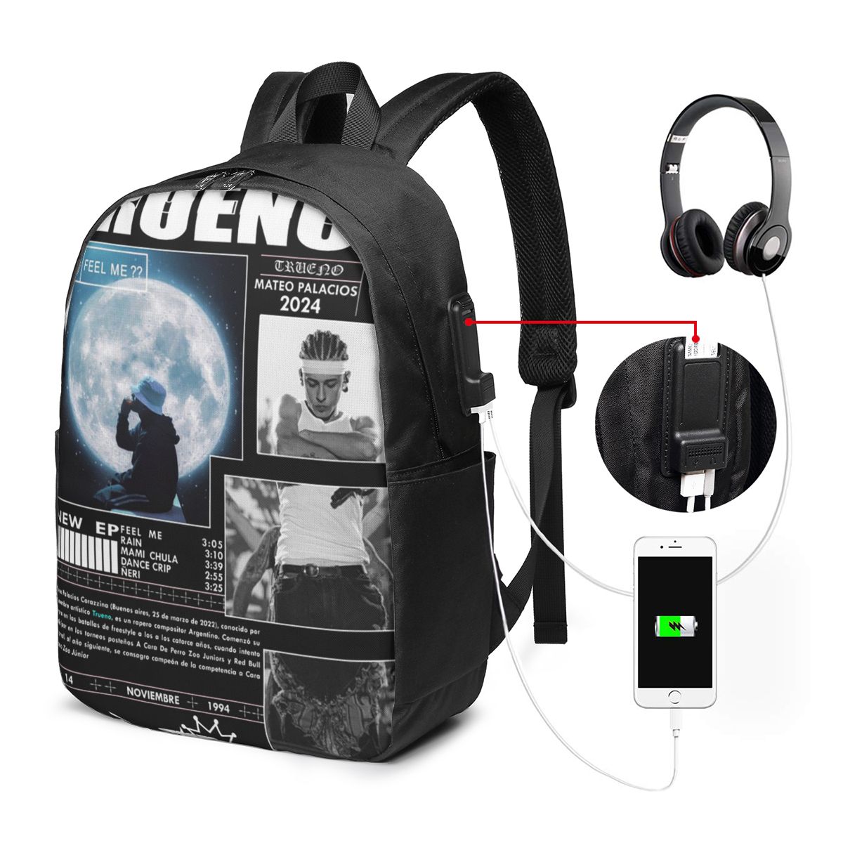 Women Bags For Laptop - Mochila Engraçada Trueno Hip Hop Rapper