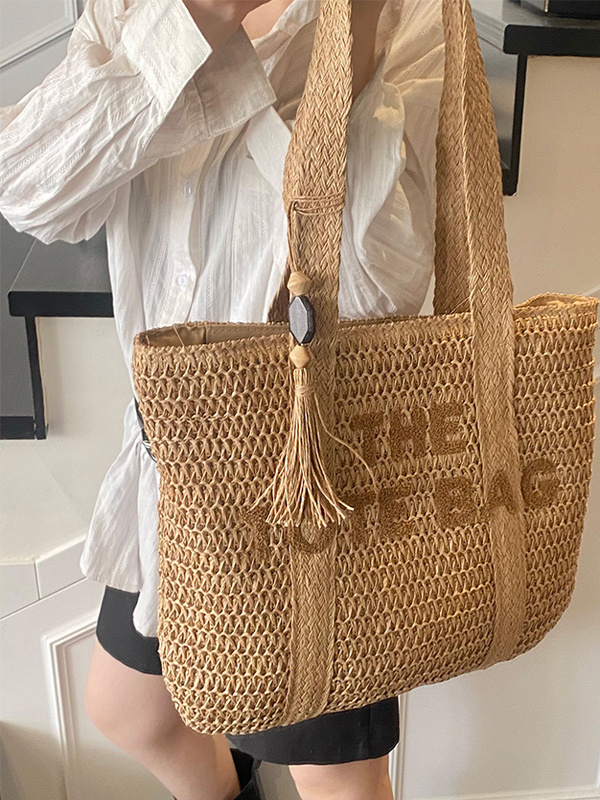 Woven Straw Bag - Bolsa de Praia de Verão Grande