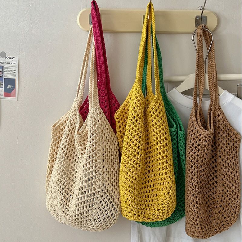 Woven Straw Bag - Bolsas de Ombro Femininas Casuais de