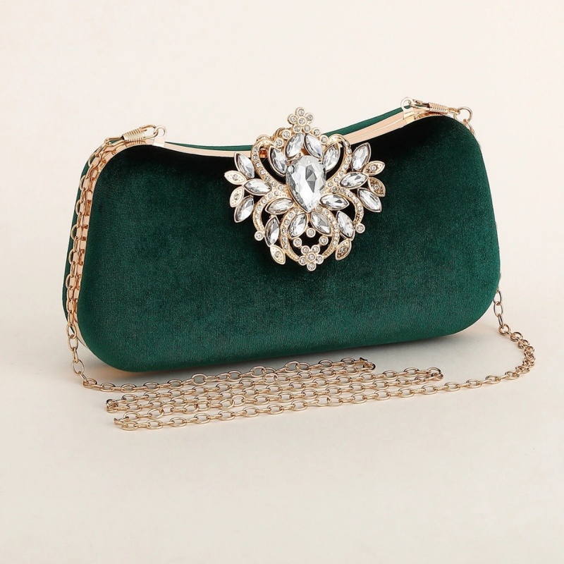 Bolsa Clutch de Veludo Verde E - Women'S Evening Bags avaliação e preço