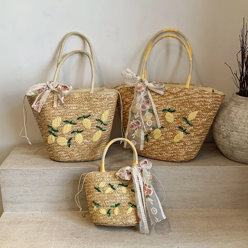 Grande capacidade praia bolsa  - Woven Straw Bag avaliação e preço