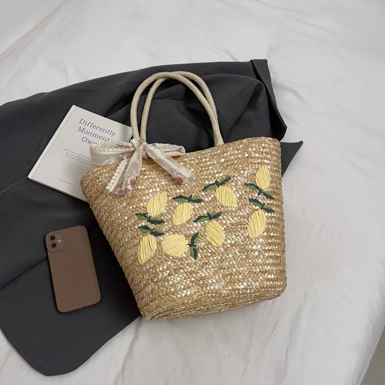 Grande capacidade praia bolsa  - Woven Straw Bag avaliação e preço