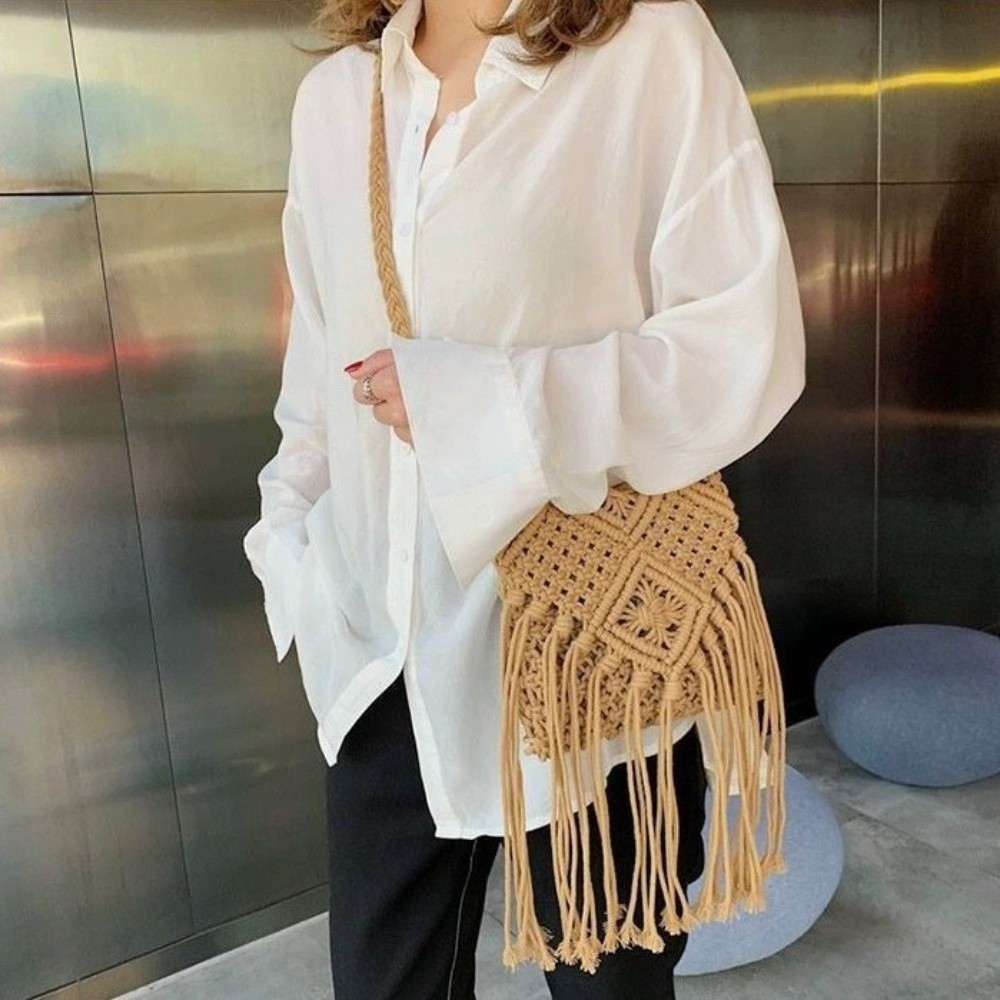 Bolsa de Palha Trançada Estilo - Woven Straw Bag avaliação e preço