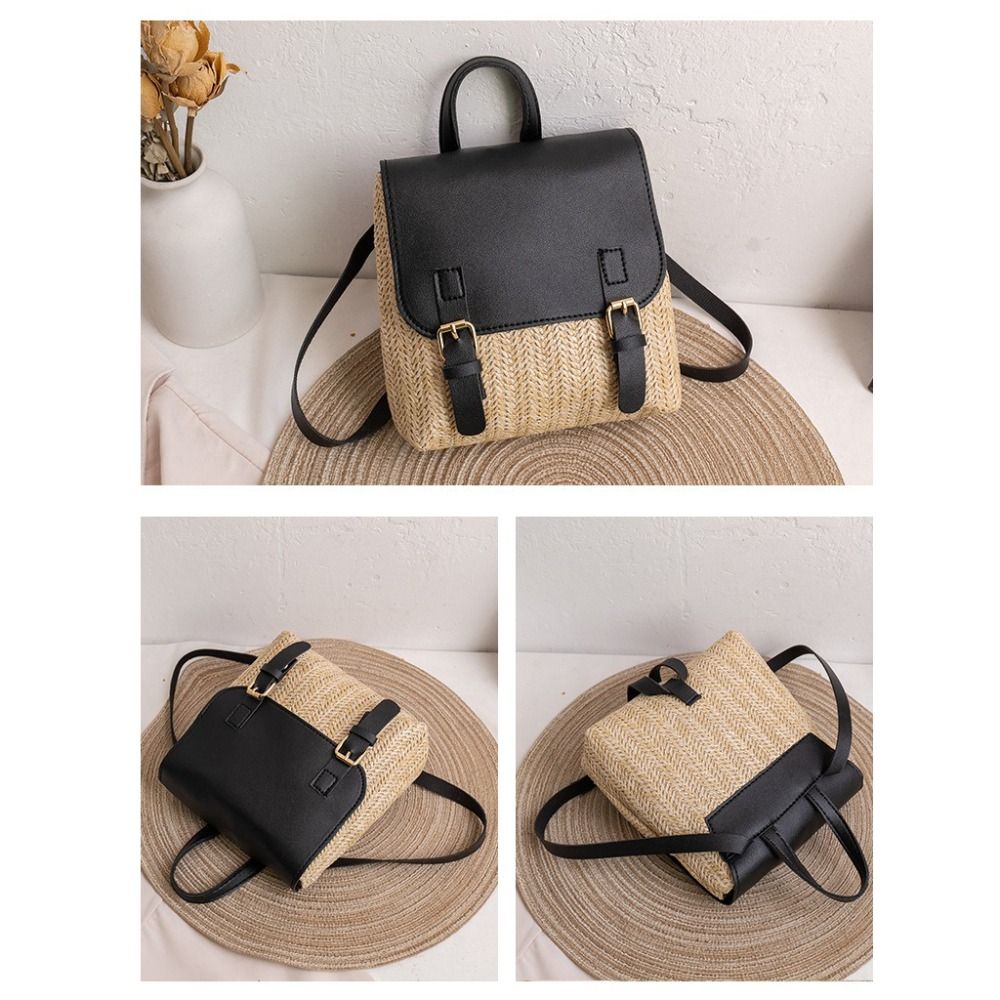 Bolsa Versátil em Couro PU, Mo - Woven Straw Bag avaliação e preço