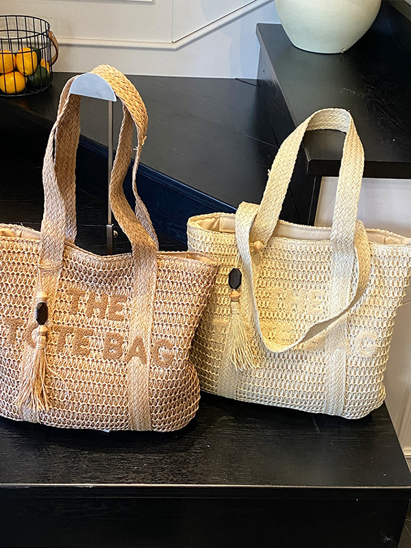 Bolsa de Praia de Verão Grande - Woven Straw Bag avaliação e preço