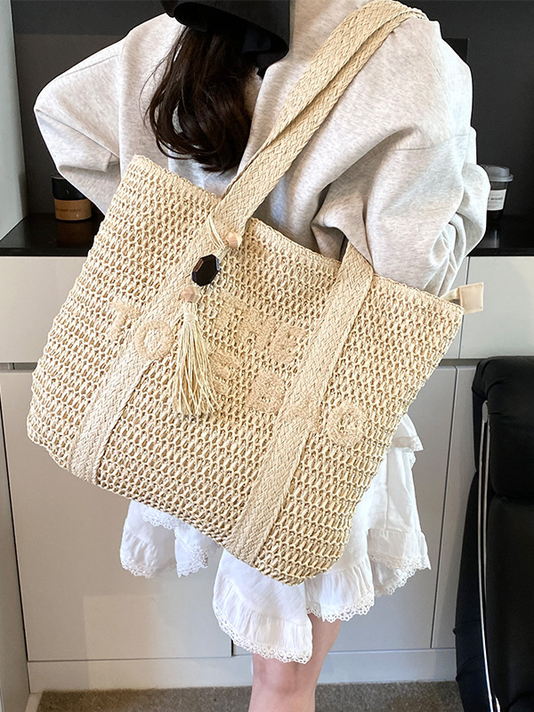 Bolsa de Praia de Verão Grande - Woven Straw Bag avaliação e preço