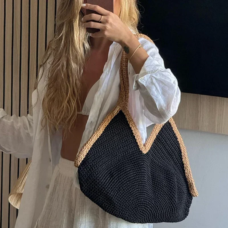 Nova Bolsa de Praia de Verão A - Woven Straw Bag avaliação e preço
